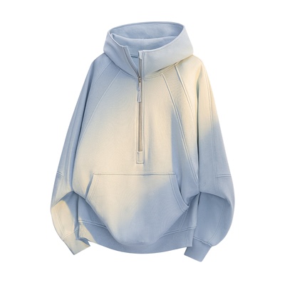 拉夏贝尔加绒半拉链连帽卫衣男女款冬季2025重磅廓形夹克简约高级