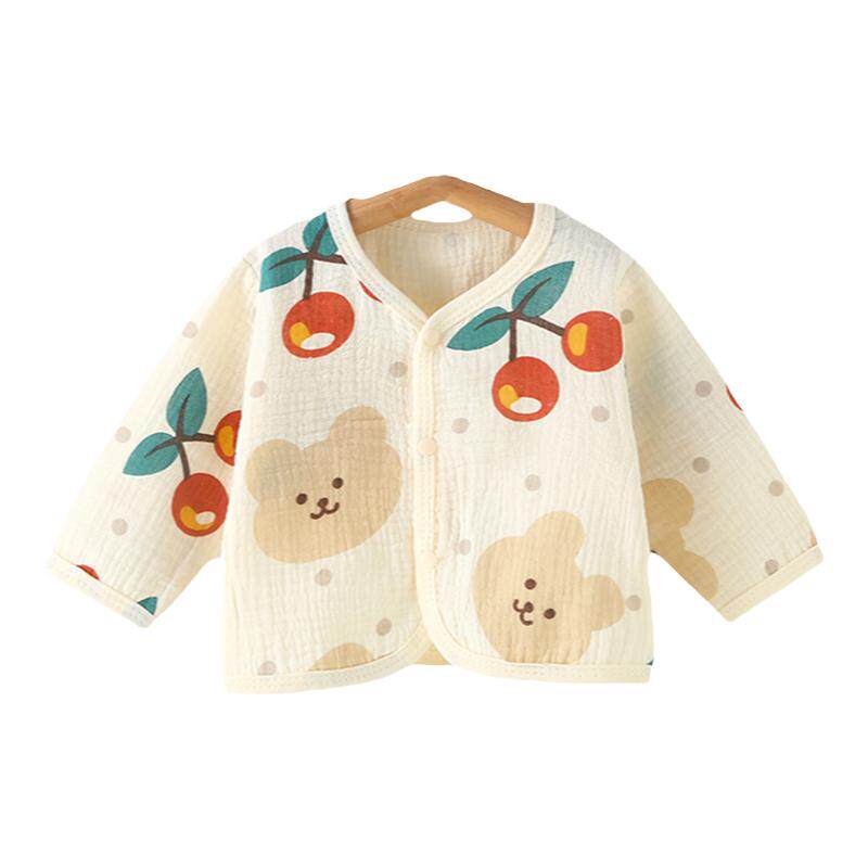 夏薄婴儿纱布上衣开衫空调服长袖