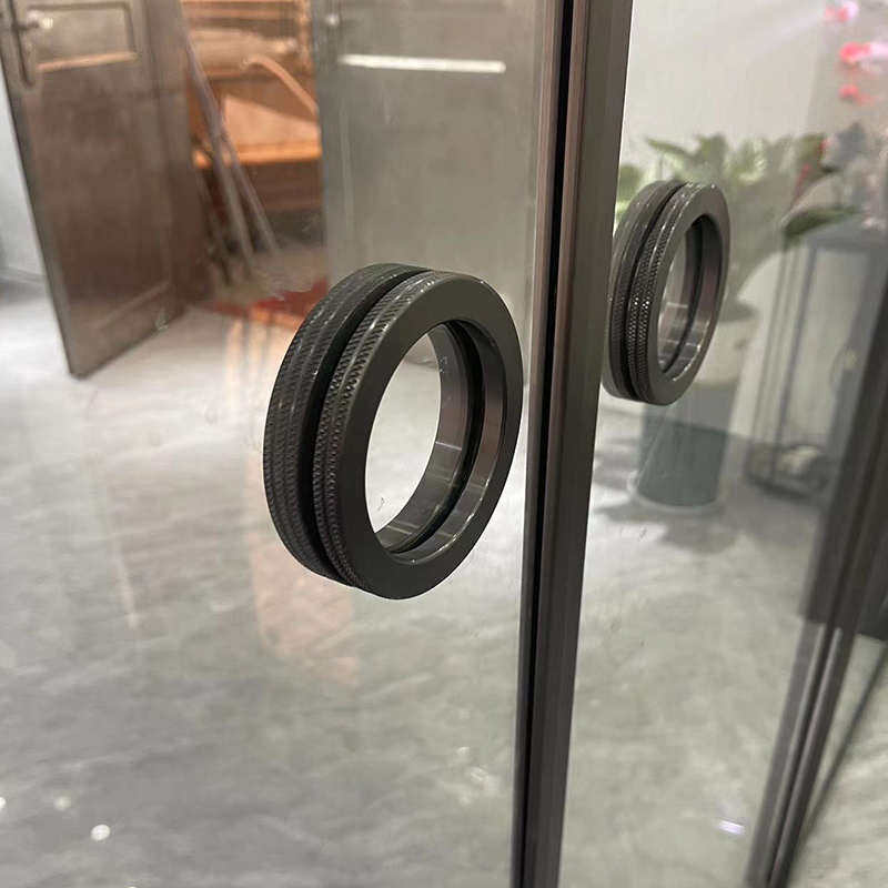 免开孔玻璃移门隐藏拉手推拉展示柜把手玻璃橱窗酒柜圆形小拉手