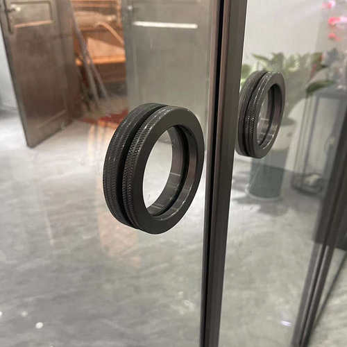 免开孔玻璃移门隐藏拉手推拉展示柜把手玻璃橱窗酒柜圆形小拉手