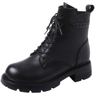 真皮牛皮皮毛一体女鞋马丁靴女士冬季加绒加厚短靴羊毛棉鞋雪地靴