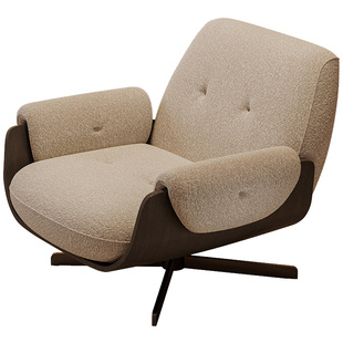 法式奶油风旋转单人沙发椅子包裹感超舒服的轻奢高级感高端会客