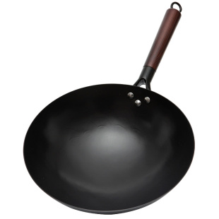 黄老大铁锅正宗老式手工锻打家用无涂层不粘燃气灶熟铁圆底炒菜锅