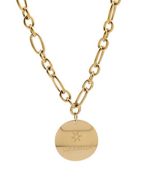 韩国时尚风钛钢圆牌钱币锁骨链