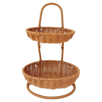 仿藤编多层点心桌面零食收纳篮