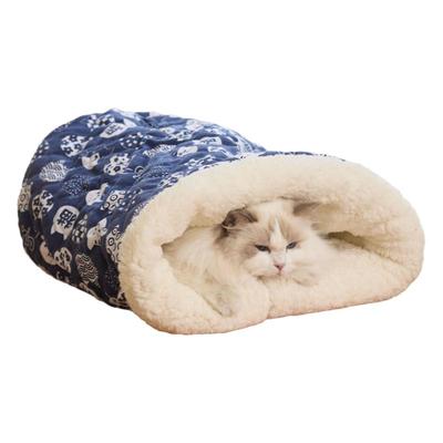 猫咪睡袋隧道猫窝秋冬季宠物防寒垫子安全感保暖半封闭式加厚保暖
