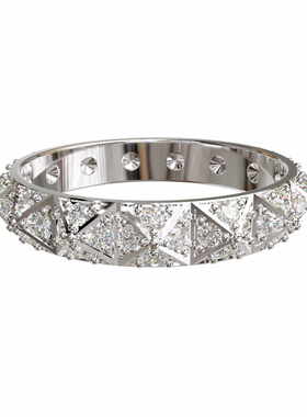 壹钻珠宝18K金几何菱格满镶戒指