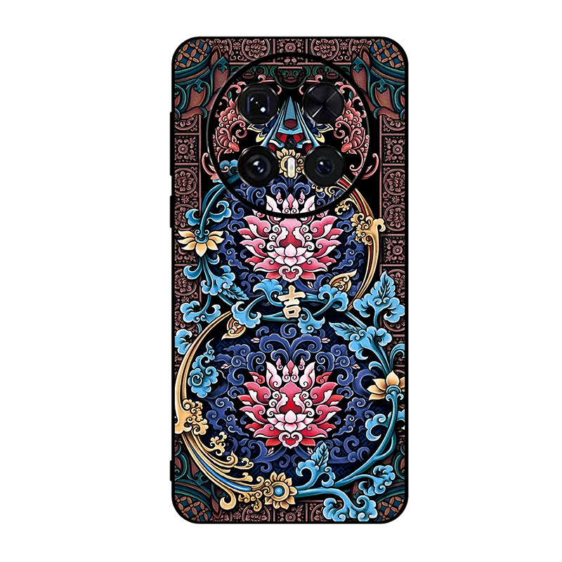 立体浮雕敦煌莲花适用华为mate70pro手机壳mate60民族风mate50新款NOVA14PRO皮纹荣耀magic7