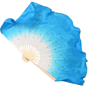 舞蹈扇子 跳舞扇 双面 真丝蓝色渐变色 胶州秧歌扇古典舞演出道具