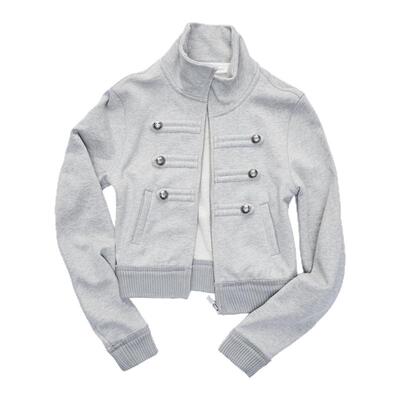 【bibi同款】1JINN STUDIO 宫廷双排扣立领合体毛边螺口卫衣外套