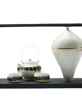 新中式禅意陶瓷茶具套装白色釉茶壶茶杯茶盘客厅高端软装饰品摆件