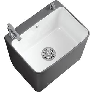 海嘉华阳台洗拖把池水槽地拖盆带龙头一体式陶瓷拖布池家用墩布池