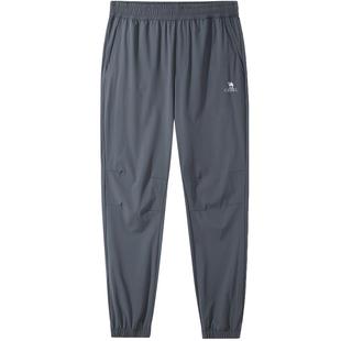 【高弹速干】骆驼男装运动裤男士春夏季薄款透气束脚黑色休闲长裤