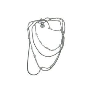 atmshop 多功能戴法优雅银色长链条珠珠项链百搭设计毛衣链叠戴