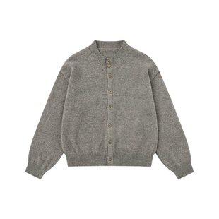 悟空有货复古高级感纯色短款开衫毛衣男女秋季情侣宽松休闲针织衫