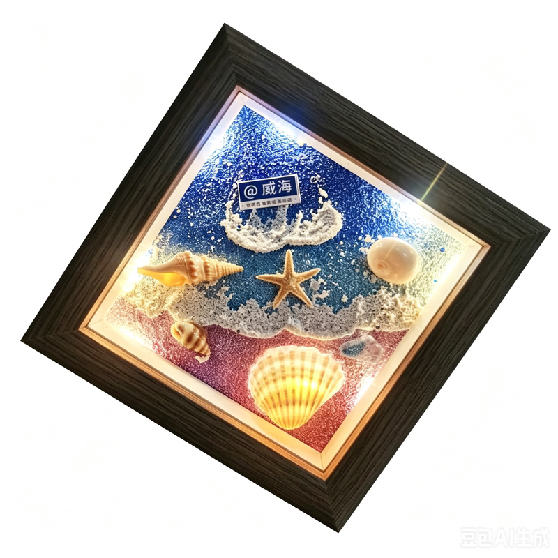 威海旅游纪念品沙滩海螺贝壳相框