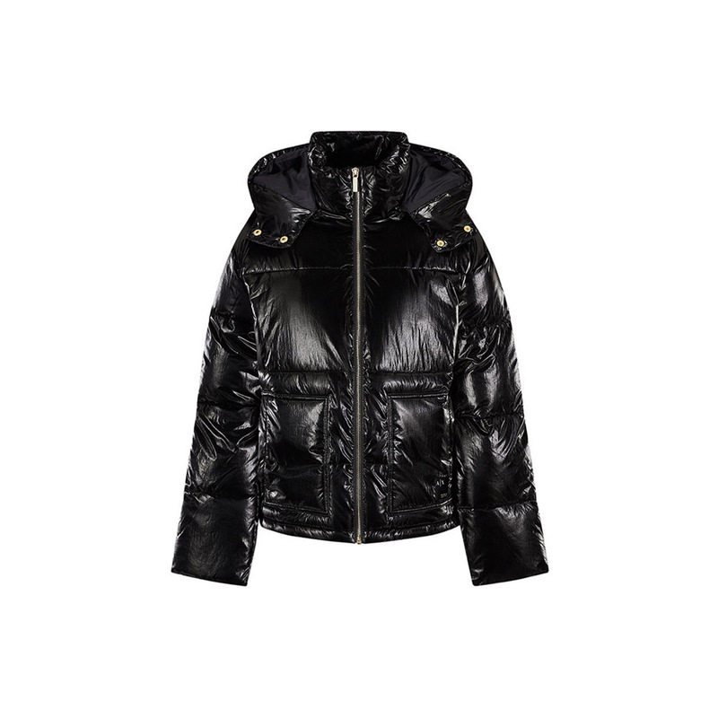 ARMANI EXCHANGE阿玛尼 FW22 亮面立领纯色连帽合身棉服 女款