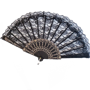 易开合7寸24cm七朵咏春女扇子折扇双层蕾丝绸中国风女款舞蹈跳舞