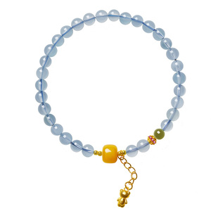 宫里上新海蓝宝手串女款天然蓝色水晶手链蓝宝石蓝晶石妇女节礼物