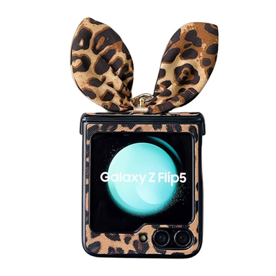 适用三星zflip7手机壳豹纹兔女郎时尚小米mixflip2欧美气质女款novaflip全包铰链FE防摔个性华为pocket2挂绳
