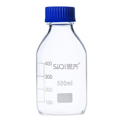 透明丝口瓶 密封瓶 玻璃瓶 500ml思齐 蓝盖试剂瓶 螺纹口带刻度Blue Screw Cap Glass Reagent Bottle