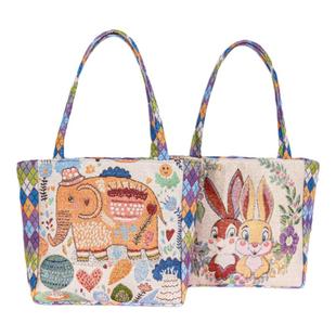 菱格帆布包包手拎包提花刺绣手提包上班通勤便当包中国风文艺女包