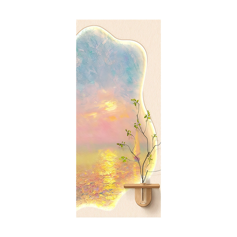 奶油风入户电梯门自粘门贴纸画