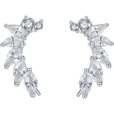 周六福星翼耳饰女S925银时尚甜美耳钉送女友女神节礼物