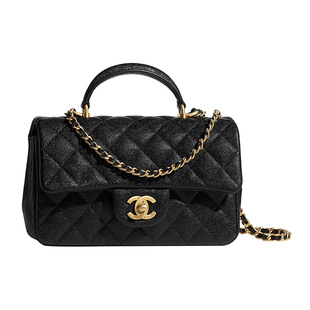 9.9新Chanel/香奈儿Classic Flap CF小牛皮黑色女士迷你链条包