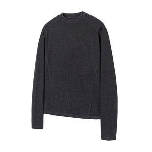 XBRO美式街头cleanfit小领口长袖T恤男女修身ins短款休闲打底上衣