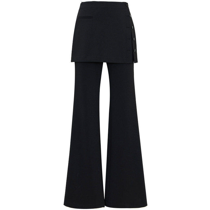 夏莫卡黑色可拆裙帘显瘦喇叭裤