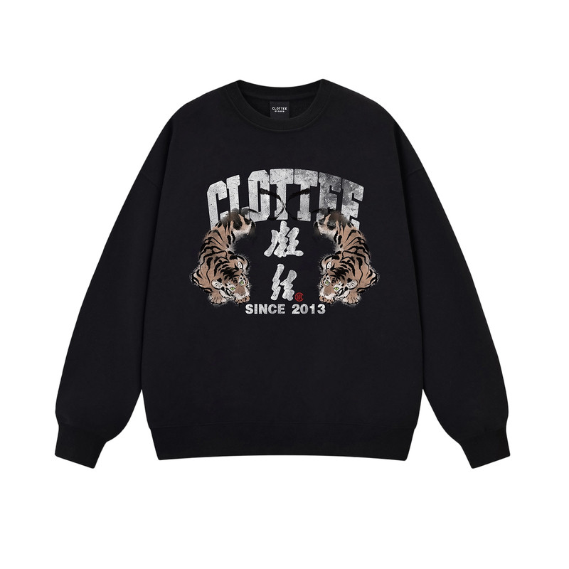 CLOTTEE by CLOT双虎印花圆领卫衣男女秋季新款重磅宽松国潮上衣K