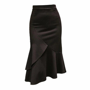 半身裙中长款高腰包臀裙2026春季不规则职业弹力遮肉荷叶边鱼尾裙