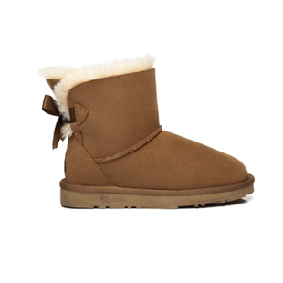 澳版雪地靴EVERAU女鞋蝴蝶结羊皮毛一体保暖橡胶底防滑底EA3005