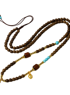 沉香古风珠链吊坠挂绳佛牌唐卡链