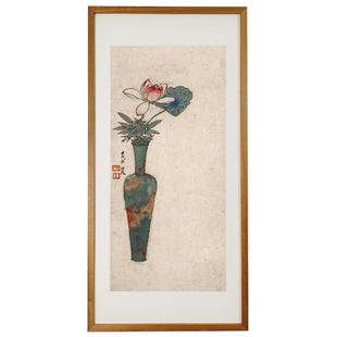 桔子格调 陈洪绶花卉册 瓶画图中式禅意玄关挂画书房背景墙装饰画