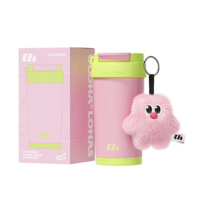 uooha乐活双饮咖啡杯吸管保温杯