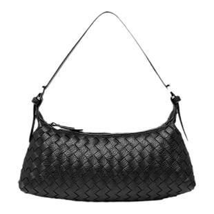 ins潮韩国手工编织腋下包月牙包软皮单肩可调节女小包法棍包菱格