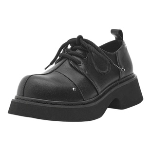 cleanfit皮鞋男厚底英伦风巴黎德比鞋黑色潮流大头鞋子增高一脚蹬