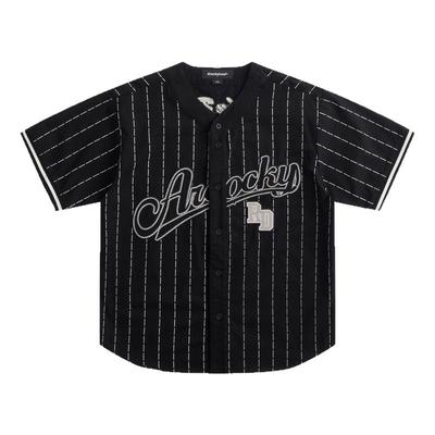 ROCKYROAD hiphop街舞潮服条纹字母大印花棒球衫少儿街舞演出服