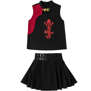 儿童中国风爵士舞服装女童国潮jazz舞蹈服少儿街舞走秀演出服套装