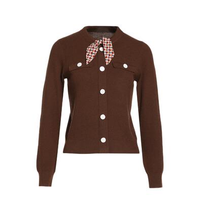 高端修身针织上衣长袖红色毛衣