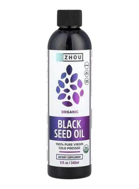 Zhou Nutrition有机全全净初榨黑籽油冷压富含欧米伽3-6-9滋养秀