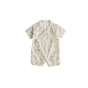 【新品】OakFamily夏季婴儿衣服宝宝短袖和式连体衣全棉纱布爬服