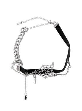 kansai皮革蜘蛛网项链拍3付2