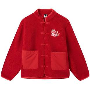 暖羊绒科技|361童装男童加绒加厚外套中式唐装2025冬红色新年上衣