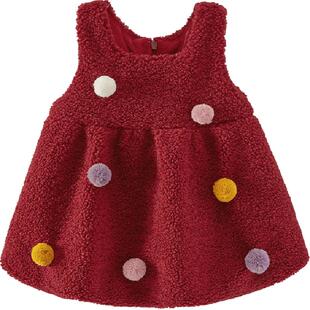 女童秋冬裙子中小童冬季连衣裙宝宝甜美新年红裙公主风圣诞背心裙