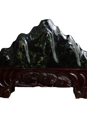 中式摆件办公客厅泰山墨玉补角