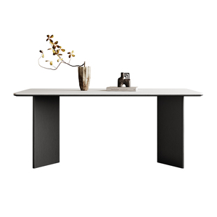 奥古斯特飞雁实木餐桌法式复古小户型意式中古风进口白色岩板餐桌