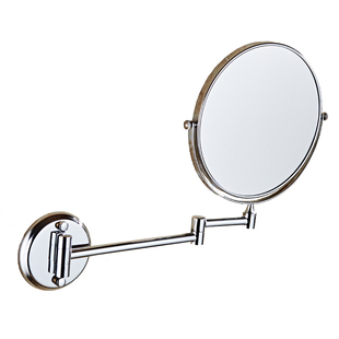 洗手间浴室镀铬免打孔美容三倍放大双面化妆折叠伸缩镜子壁挂式